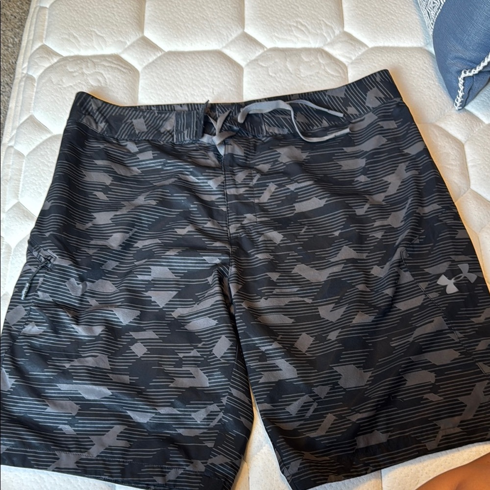 Under Armour Black and Gray Camouflage Shorts
